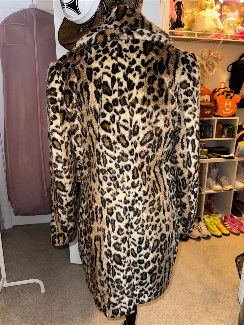 H&M Leopard Print Faux Fur Pea Coat in Tan and Black - Picture 3 of 6